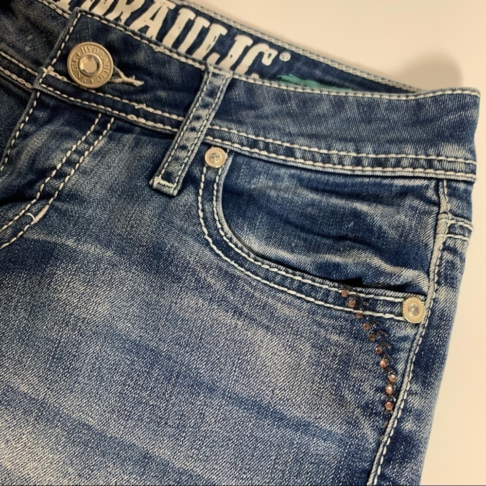 VTG Hydraulic blue jean shorts with jeweled pockets size 5/6 - Picture 3 of 12